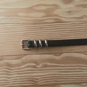 Black Pleather Belt with Gold Accents